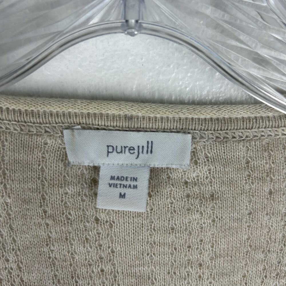 Pure J. Jill Open Front Cardigan Size M Beige Relaxed - Picture 3 of 7